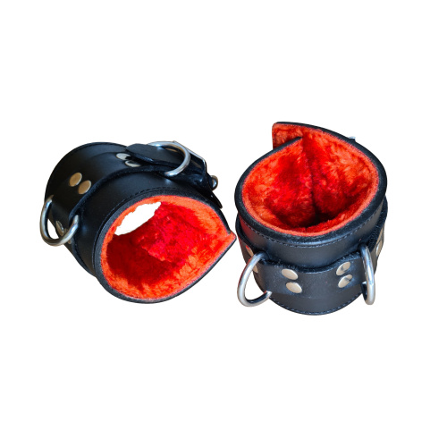 Handcuffs leather red plush