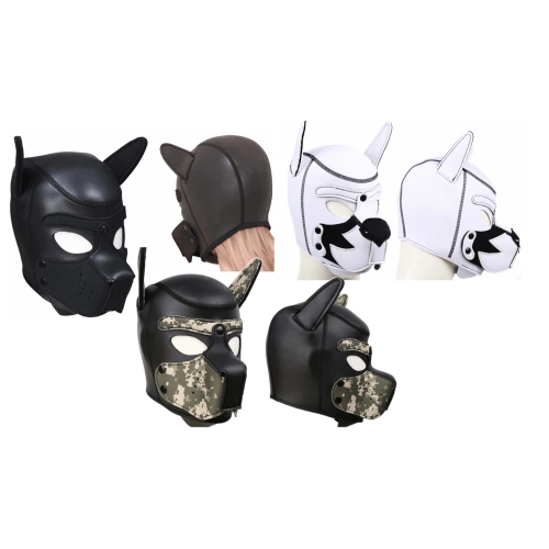Dog mask BDSM black army white