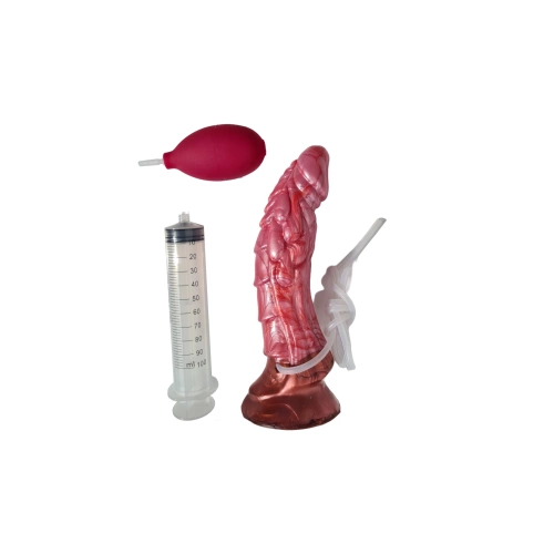 Squirting Dragon Dildo Scales Red