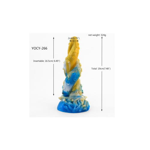 anal plug coral yellow (gold), white blue