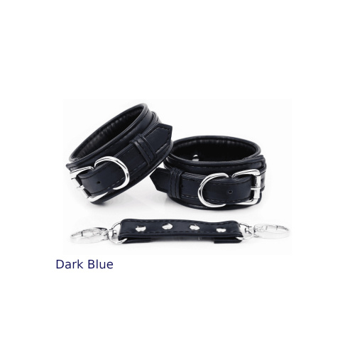Leatherette dark blue handcuffs